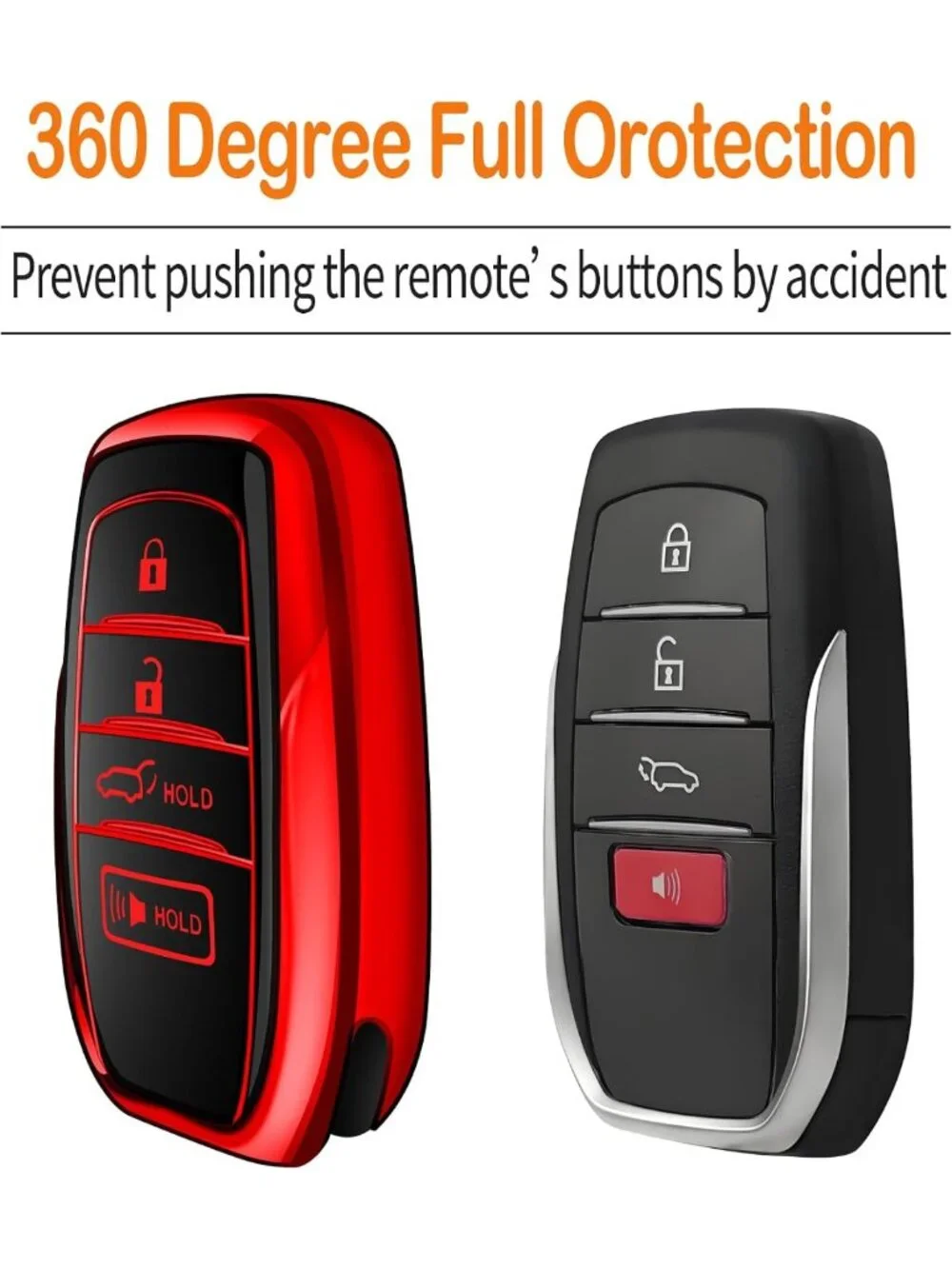 Stylish Key Fob Cover with Metal Keychain & Leather Strap for Toyota Models